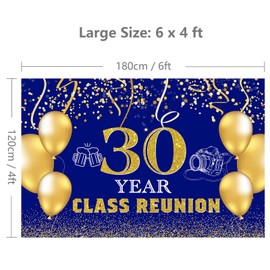 Dill-Dall 30 Year Reunion Banner, Class of 1995, Classmates Happy 30th Anniversary Party Photo Background Decorations Supplies Hanging Sign Poster, 6x4ft Blue