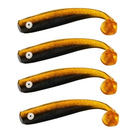 ZANDERKANT - Fishing Lure - Rubber Fish - Mega Kauli - 2 Packs of 2 - Nightshade - 16 cm - Gripper 6/0 - Floating