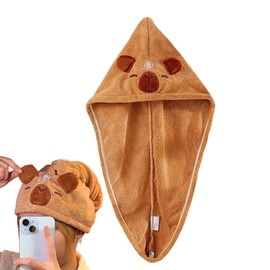 Hair Drying Cap - Capybara Super Absorbent Coral Fleece Towel Wraps | Soft Super Absorbent Coral Fleece Hat for Long Curly Wet Headwear Bath Shower Travel Spa