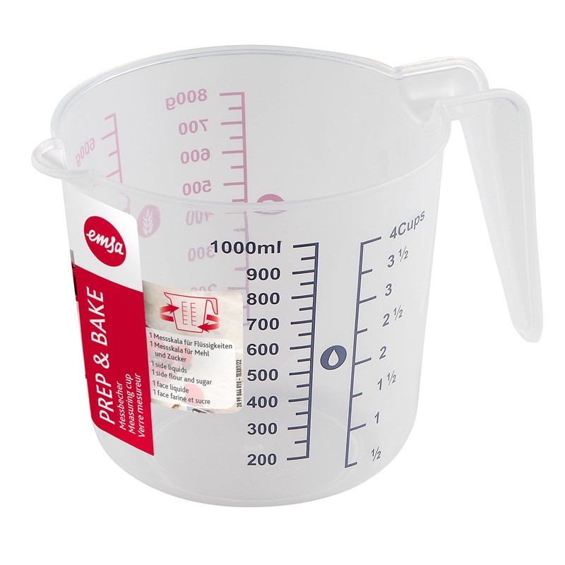 Emsa K32261 Prep&Bake Plastic Measuring Cup 1 L | Double
