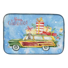 Caroline's Treasures CK2409DDM Merry Christmas Irish Wolfhound Dish Drying Mat Absorbent Dish Drying Mat Pad for Kitchen Counter Dish Drainer Mat for Countertop, 14 x 21", Multicolor