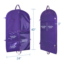 Zilink Clear Dance Costume Garment Bag for Dancers 40" Garment Bag for Dance Competitions with 5 Zipper Accessory Pockets, Purple(Set of 3)