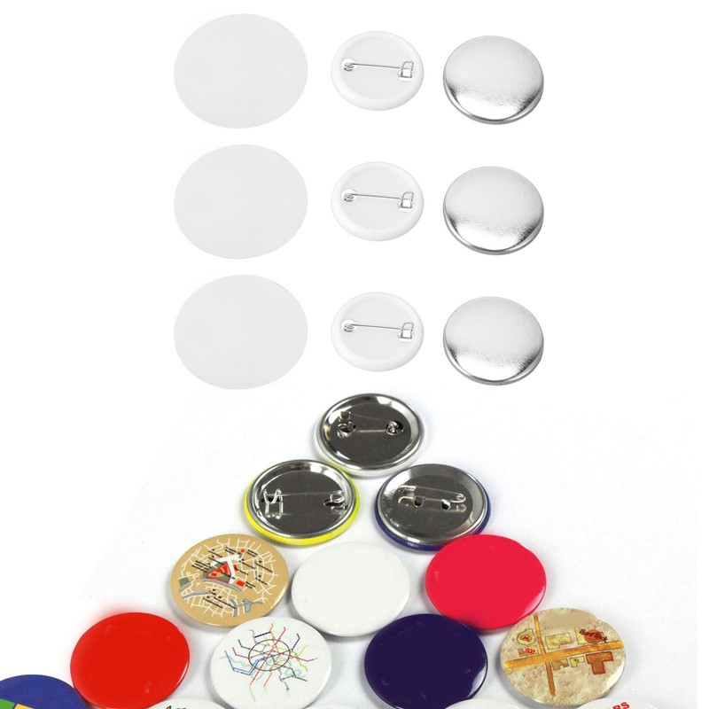 100 Sets Pin Back Button Parts Round Shape Metal Back