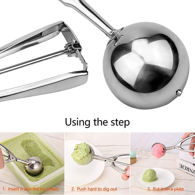 LCE Cream Scoop Set, Stainless Steel, 3 Pieces of Trigger