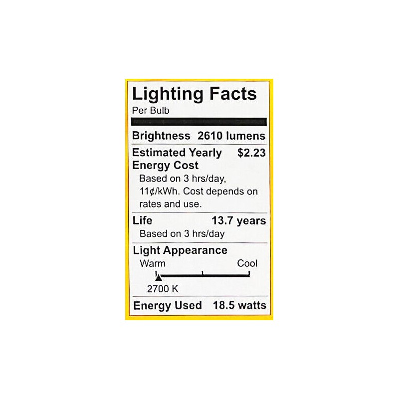 GE ultra bright LED A21, 18.5 Watts, 2610 lumens, Dimmable,