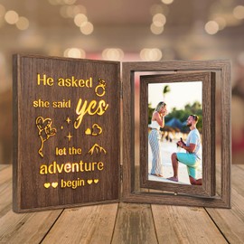 EYITUPC Engagement Light Up Photo Frame Engaged Gifts for Couples Fiance Women, Holds Two 4x6 Photos