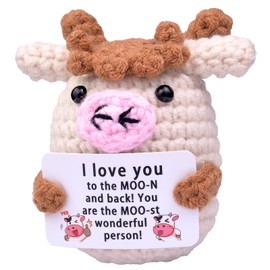 Mwmoeen Pocket Hug Cow Lucky Charm Gifts, Lucky Cow Positive Gifts, Positive Animal Courage Gift, Get Well Soon Gift, First Day of School Gift (B36)
