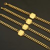 Initial Bracelet Gold Squre A-Z Letter Cuban Link Chain Mens