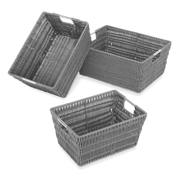 Whitmor Rattique Storage Baskets - Grey (3 Piece Set)