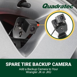 Quadratec Spare Tire Mount Backup Camera - Fits Jeep Wrangler JK & JKU 2007-18 with Aftermarket Stereo - Includes Camera, Mounting Bracket, Wiring Harness & Instructions - Plug & Play Installation