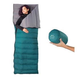 Litume 5°C-15°C Interlocking Down Sleeping Bag, 19.8 oz (565 g), Lightweight, Packable, Adult Sleeping Bag, Double Sleeping Bag, Backpacking, Camping, Family Use, Compact Storage Bag Included