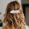LunarCharm Crystal Hairclips with Pearl, Silver Bridal Hair Accessories for