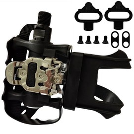 YBEKI Professional Bike Pedals with Adjustable Toe Clips & Straps | Dual Sealed Bearings for 360° Smooth Ride | Lightweight Alloy-Composite Pedals for Spin, Peloton, Schwinn, Road & Mountain Bikes