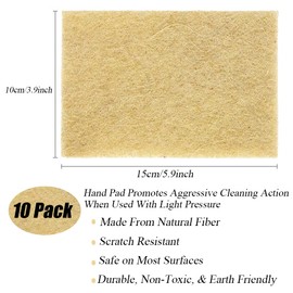 Paquete de 10 almohadillas para orejas naturales para fregar platos, 10 almohadillas para orejas de limpieza de sisal que no rayan, limpiadoras ecológicas de fibra de coco de vidrio para sartenes y ollas, compostables, biodegradables (paquete de 10)