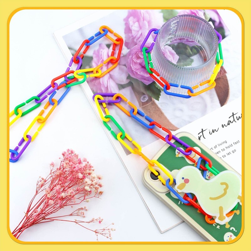 JIALEEY 100PCS Plastic Chain Links, Children's Learning Toy, Mix Color