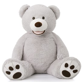 MorisMos Smile Giant Teddy Bear, 51inch Large Stuffed Bears with Big Footprints, Big Stuffed Animals Cuddly Plush Gifts for Girlfriends, Boyfriend, Gray