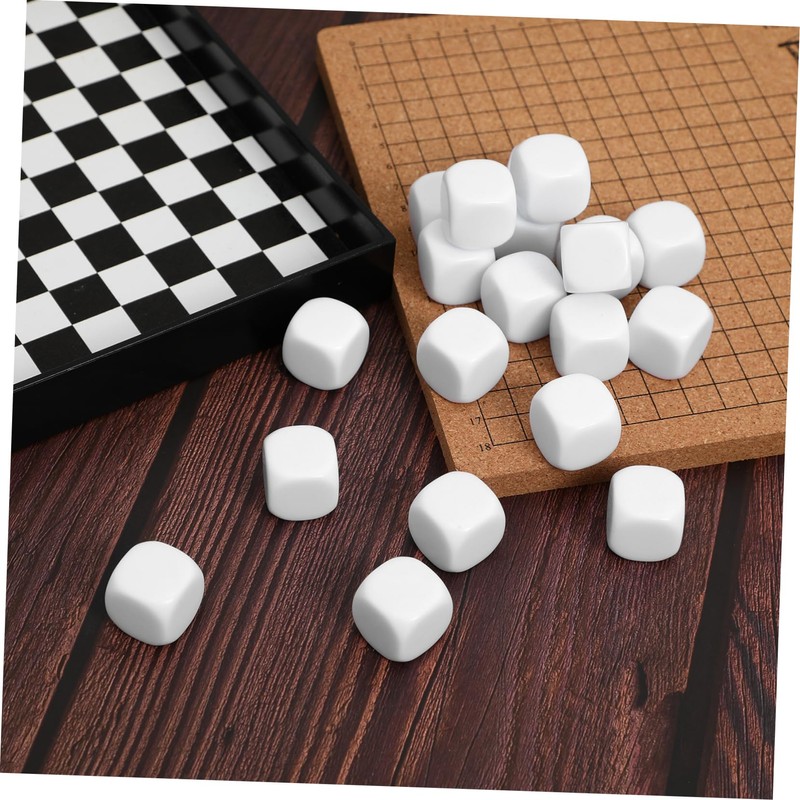 CIYODO 20 Pcs Rounded Blank White Dice Smooth Surface Six