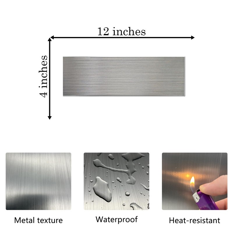 15-Pack of 12 x 4" Brushed Aluminum Peel-and-Stick Tile Backsplash