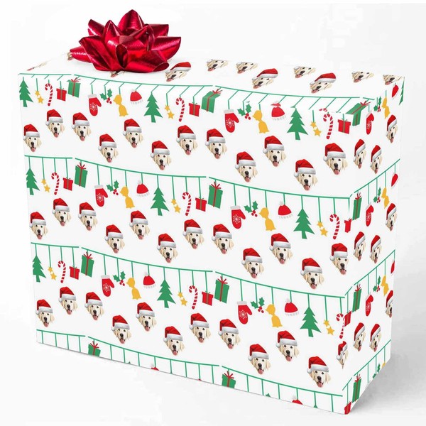 MyPupSocks Personalized Trees Present and White Red Wrap Paper Custom