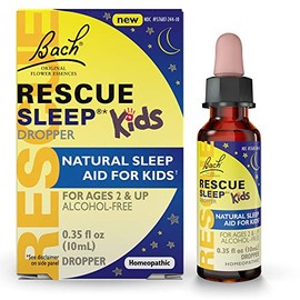 Bach RESCUE SLEEP KIDS Gotero de 0.3 fl oz, ayuda natural para el sueo y el alivio del estrs, esencia floral homeoptica, libre de melatonina, azcar y 