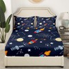 Homemissing Space Rocket Print Fitted Sheet Double Size For Kids