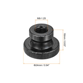 uxcell Knurled Thumb Nuts, 10Pcs M8 x 24 x 16mm Carbon Steel Knurled Nut, Adjusting Round Knobs Fasteners Nuts for 3D Printer Parts, Black