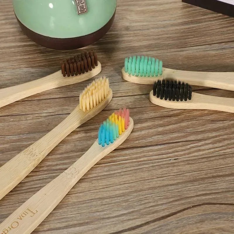 Cepillos De Dientes De Bambú Con Cerdas Suaves, 60 Uds