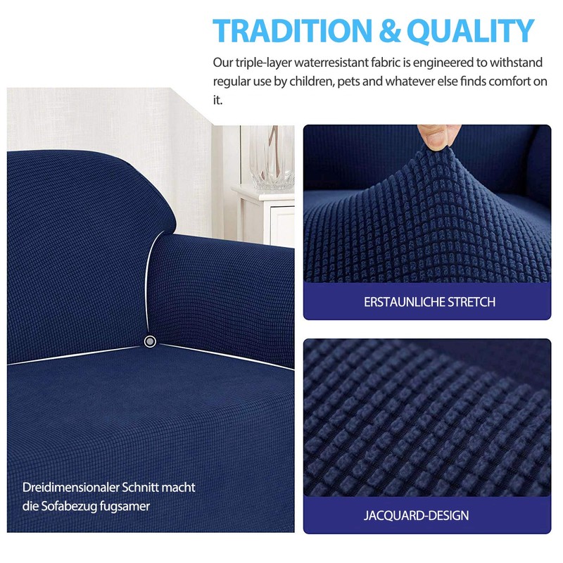 PETCUTE Wing Chair Cover Stretch Armchair Cover for Armchair Navy