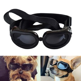 PETLESO Dog Sunglasses Waterproof UV Sunglasses for Small Dogs/Cats - Black
