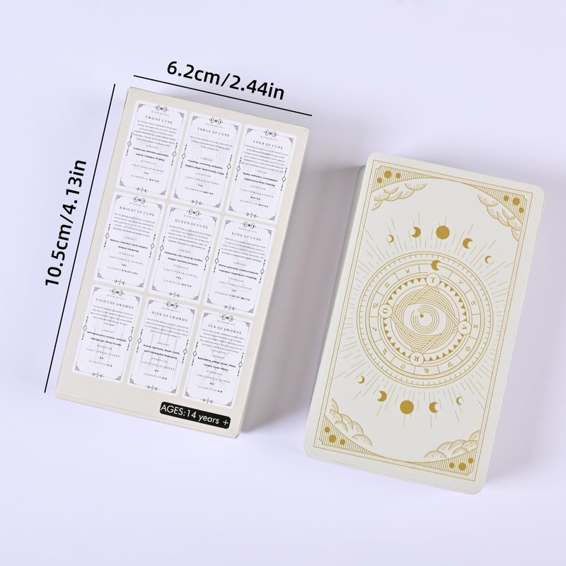 GINCEVHY 78 Clear Text Pattern Tarot Cards, Classic Tarot Learning