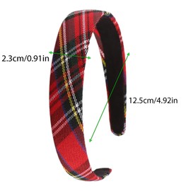 2 Pcs Red Hair Accessories for Girls, Fabric Headband Women Tartan Headbands Red Hairbands for Women Girls