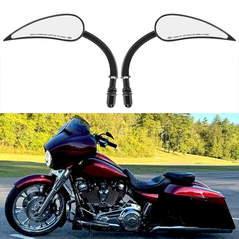 Black Motorcycle Rear View Sportster Mirrors Compatible with Harley Road