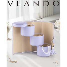 Vlando Travel Jewelry Case for Women, Travel Essential, Travel Must Haves Jewelry Travel Organizer for Girls, Christmas Gifts for Travelers Couples Mom Friends - Purple