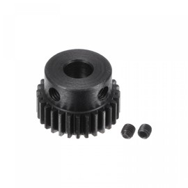 uxcell Pinion Gear Set, 45# Carbon Steel Motor Rack Spur Gear with Step Black, 0.5 Mod 28T 5mm Bore 15mm Outer Dia, M3 Set Screws Included