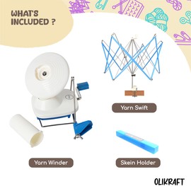 Olikraft Crochet Yarn Winder for Crocheting and Umbrella Swift (with Skein Holder) Combo Set - Yarn Spinner for Crocheting, Cake Ball Winder, Roller, Baller, Spooler