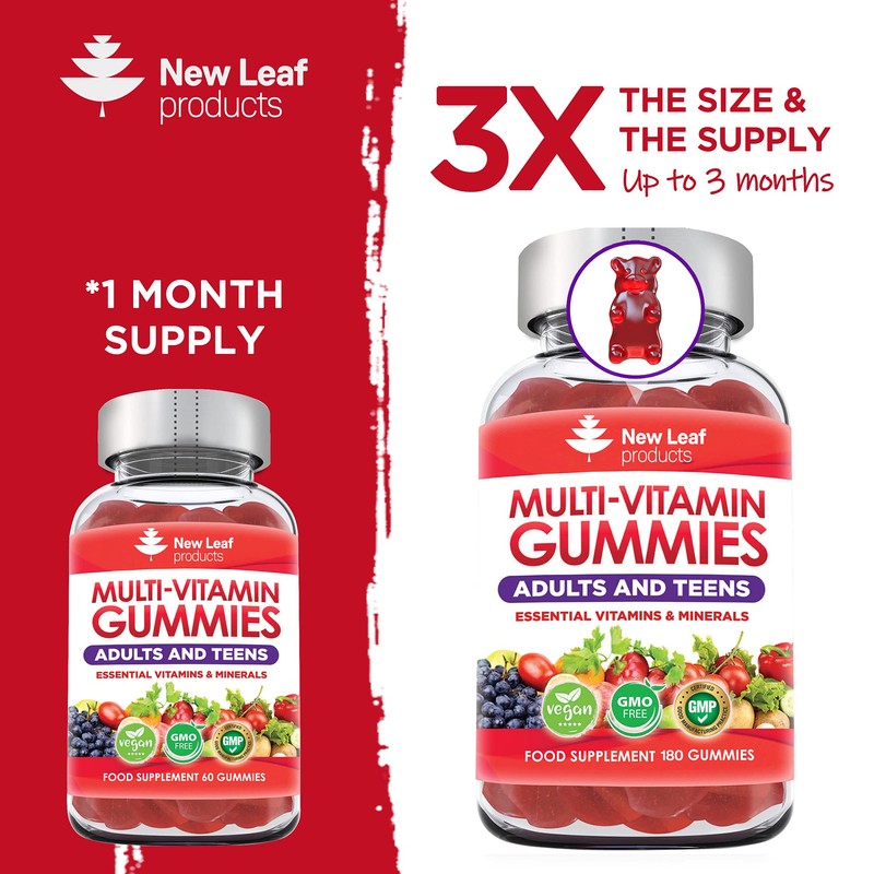 Chewable Vegan Multivitamin 180 Gummies - Non Sugar Coated, Gluten
