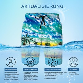 Belovecol Men's Swimming Trunks Quick-Drying Swimming Shorts with Mesh Lining 3D Graphic Beach Surf Board Shorts, Sunset