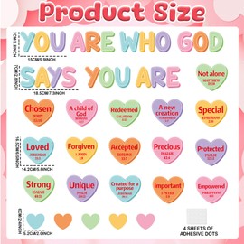 Christian Bulletin Board Decorations Set Motivational Quote Paper Cutout God Says You are Valentine's Day Classroom Wall Decor Conversation Heart Bulletin Board for Sunday School Home Church Supplies