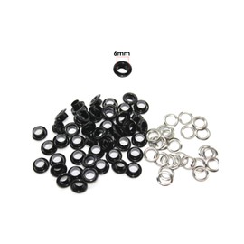WedDecor 6mm Shiny Black Brass Eyelets Grommets with Washers for Clothing, Leathercraft, Sewing Projects, Bags, DIY Projects, Fabric Textiles, Fashion Accessories,100pcs