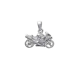 NKlaus Solid Biker 925 Sterling Silver Motorcycle Chain Pendant Men's 25 x 14 mm 5064, Sterling Silver, No Gemstone