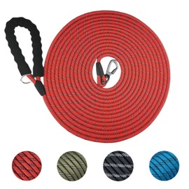 YUAN NIAN Recall Lead for Dogs, 5 m / 10 m / 15 m Strong Dog Lead with Comfortable Padded Handle, Training Lead for Small to Large Dogs (Red, 5 m x 10 mm)