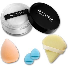 Beetbul Kit de Maquillaje: Polvo Translúcido Fijador Bissú 8g + Almohadilla de Terciopelo + 2 Almohadillas de Dedos + Esponja de Maquillaje, Control de Brillo Mate