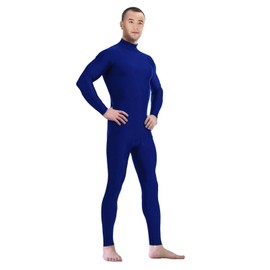 Aniler Men's and Women's Spandex Headless and Without Gloves Socks Zentai Costume Bodysuit Stretchy Cosplay Unitard Body Suit (Large, Blue)