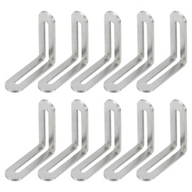 PATIKIL 10pcs 58*19*58mm Slotted Adjustable Sliding Slot Joint Right Angle Bracket Metal Corner Connector for Wood Chair Furniture Bracket Silver