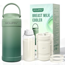 MQUPIN Portable Breast Milk Cooler Bottle 11oz Lightweight Cooling Breastmilk Storage Bottles Leakproof 100% BPA-Free Milk Cooler for Breastmilk 24 H &360° Cool Keeps Fresh for Outdoor Travel (Green)