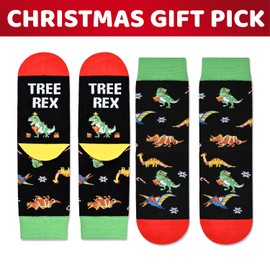 Zmart Christmas Gifts Stocking Socks for Boys Girls - Secret Santa Socks Xmas Treerex Stocking Stuffers for Kids