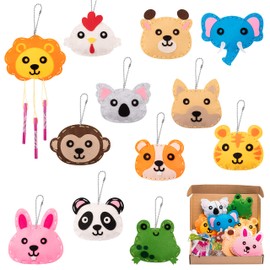 WATINC Animal Sewing Kit 12p Sewing Kits for Children Animals Felt Sewing Kit Ornaments Beginner Sewing Package Creative Indoor Activity of Students DIY Art Craft Gift for Boys Girls