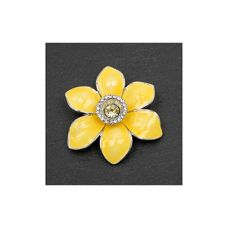 Daffodil Brooch Radiant Yellow Enamel Petals & Gem Middle