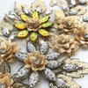 19 * 38cm 3D Colorful Flower Mesh Embroidered Rhinestone Lace