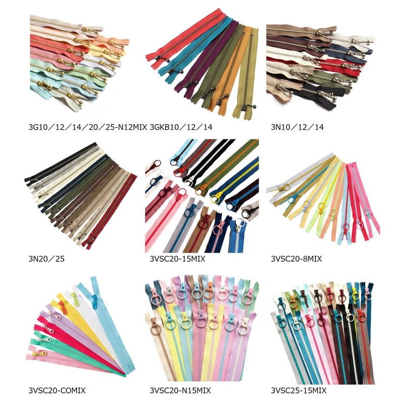 Y.K.K 3GKB10-6MIX Fastener with Beads, AG, 6 Color Set, 3.9